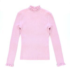 NEW Maje Maullya Wool Ribbed Knit Mock Neck Sweater Baby Pink Lolita Coquette